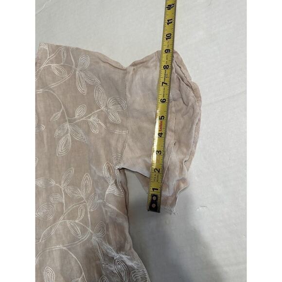 Valentina Naldi Beige Blouse Made Italy Ruffle Sleeve Floral Embroidered Small - Picture 16 of 16